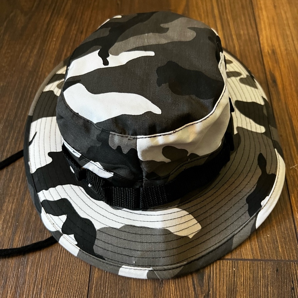 Camo Bucket Hat, Black, grey , White - Picture 7 of 9